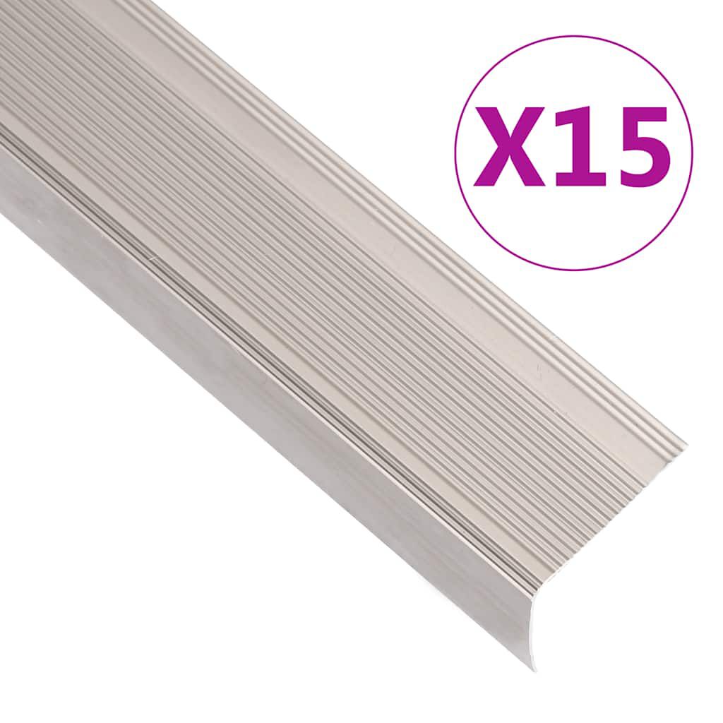 vidaXL Προφίλ Σκαλοπατιών Σχήμα Γ 15 τεμ. Champagne 90 εκ. Αλουμινίου