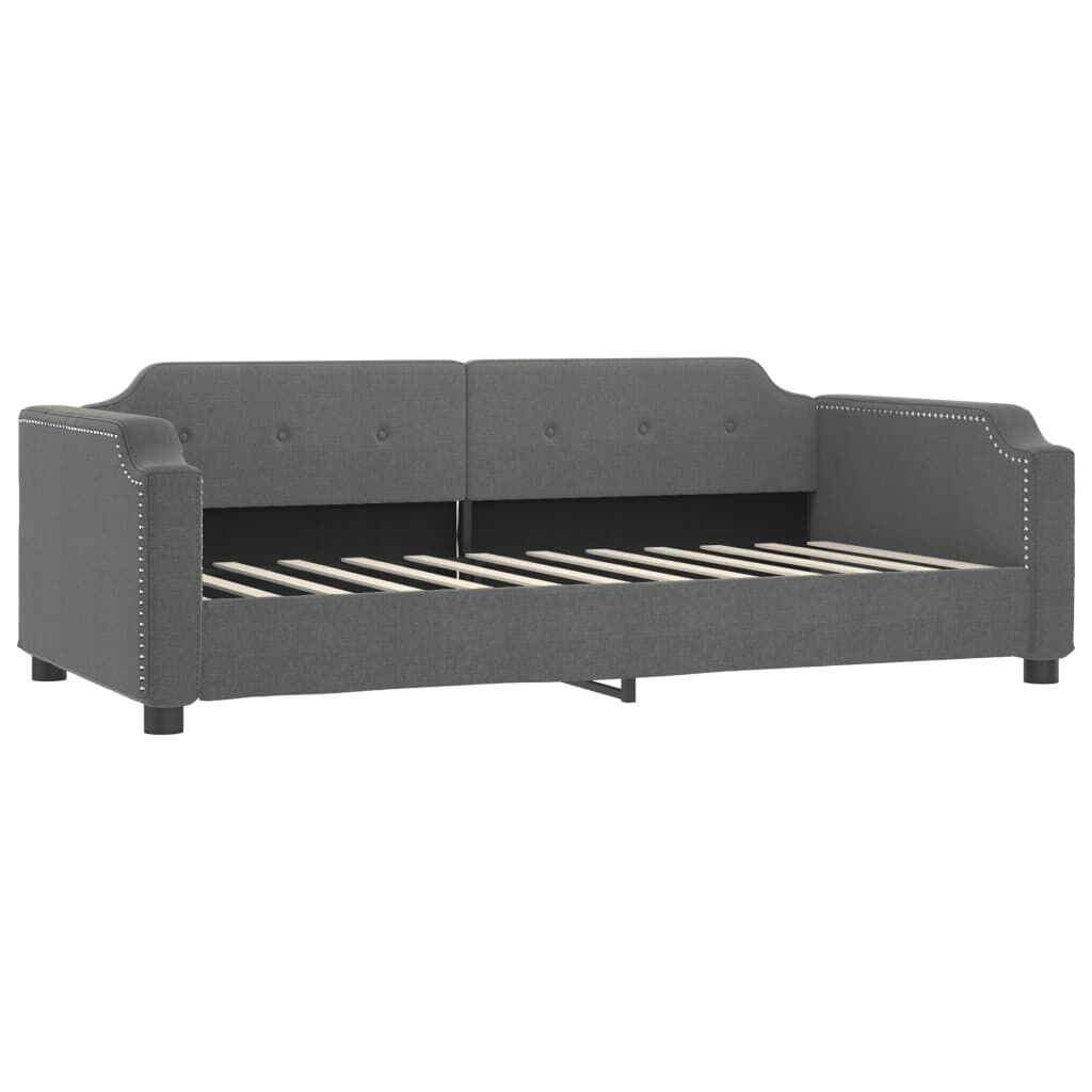 vidaXL Καναπές Κρεβάτι Συρόμενος Σκούρο Γκρι 90x190 εκ Ύφασμα Συρτάρια