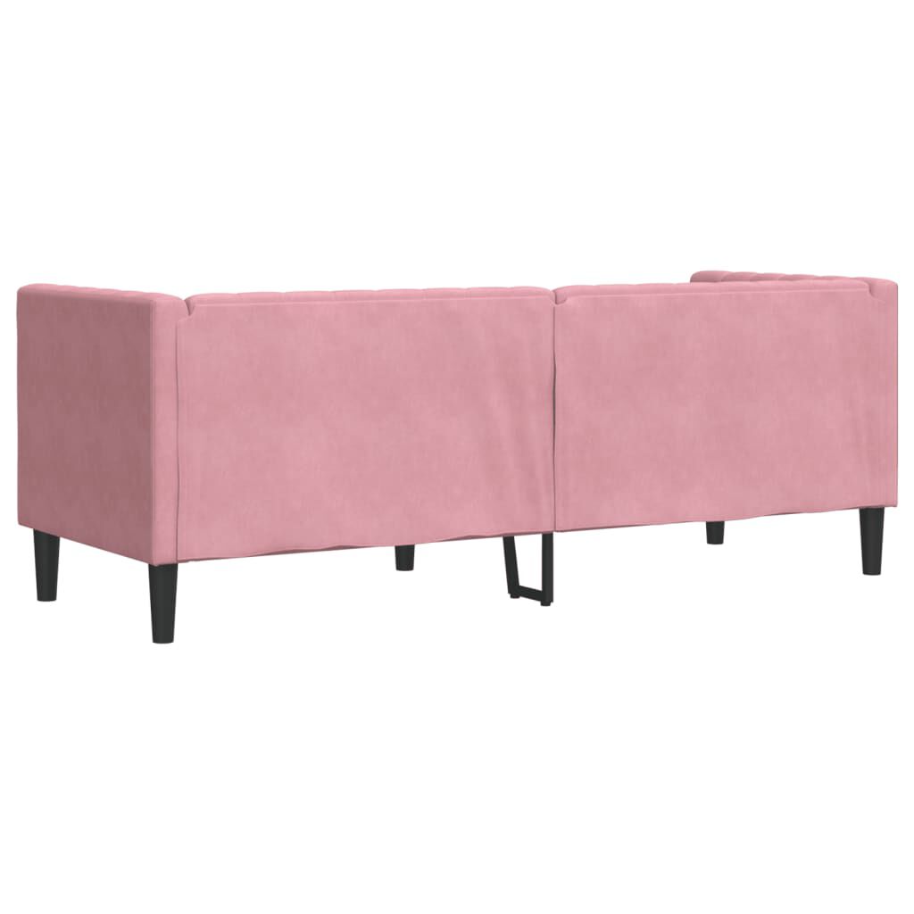 vidaXL Καναπές Διθέσιος Chesterfield με Στηρίγματα Ροζ Βελούδο