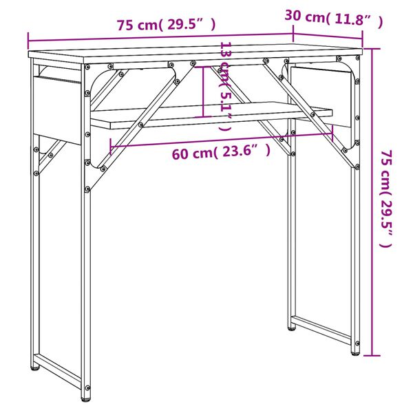 vidaXL Τραπέζι Κονσόλα με Ράφι Μαύρο 75x30x75 εκ. Επεξεργασμένο Ξύλο