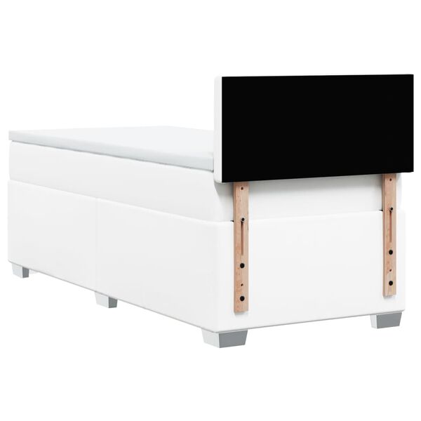 vidaXL Κρεβάτι Boxspring με Στρώμα Λευκό 90x200εκ. από Συνθετικό Δέρμα