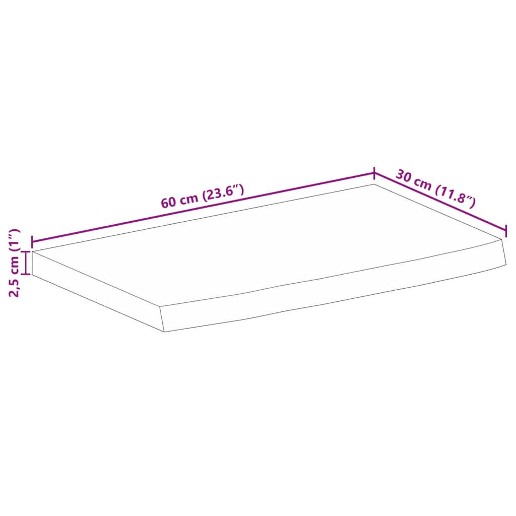 vidaXL Επιφάνεια Τραπεζιού 60x30x2,5 εκ. Live Edge Μασίφ Ξύλο Μάνγκο