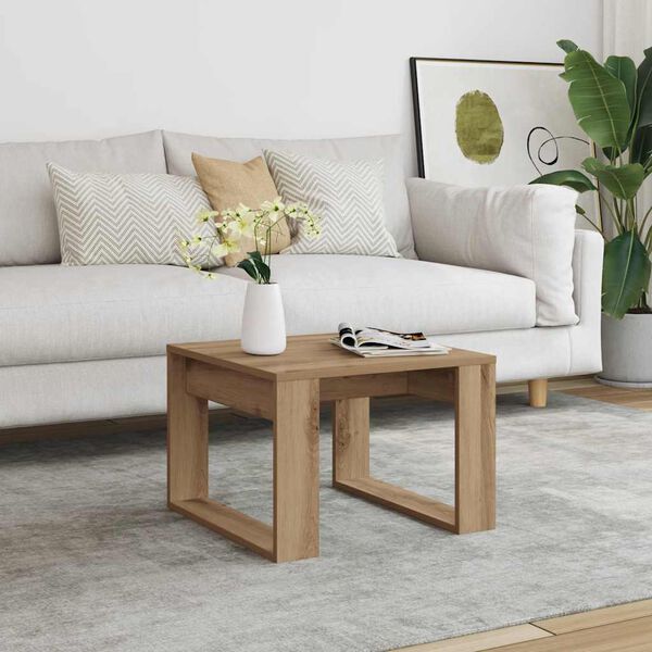 vidaXL Βοηθητικό Τραπέζι Artisan Δρυς 50 x 50 x 35 εκ. Επεξ. Ξύλο