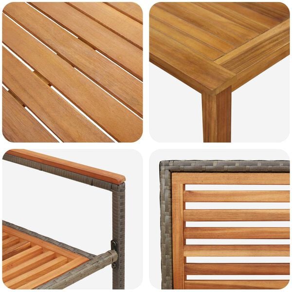 vidaXL Σέτ φαγητού για κήπο 5 pcs Γκρι Πολυ ράταν