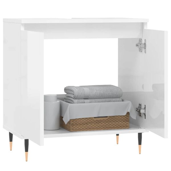 vidaXL Ντουλάπι Μπάνιου Γυαλ. Λευκό 58 x 33 x 60 εκ. από Επεξεργ. Ξύλο