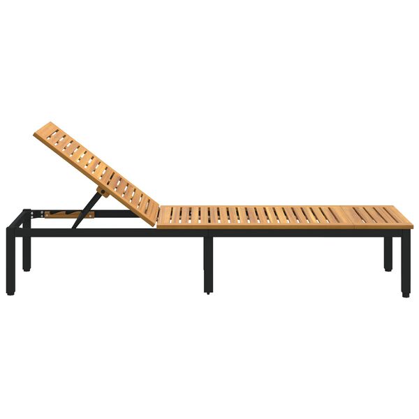 vidaXL Ξαπλώστρα Μαύρη 200x55x35 εκ Μασίφ Ξύλο Ακακίας