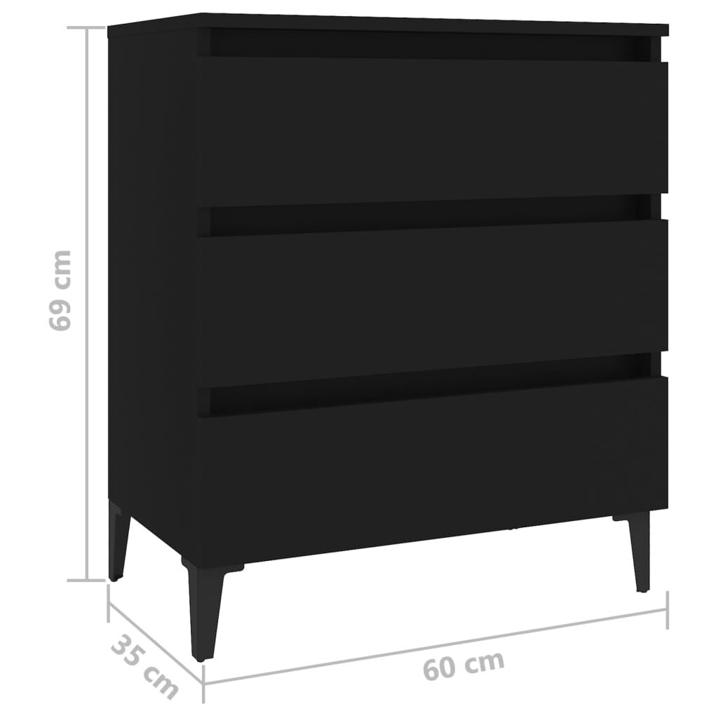 vidaXL Συρταριέρα Μαύρη 60 x 35 x 69 εκ. από Μοριοσανίδα