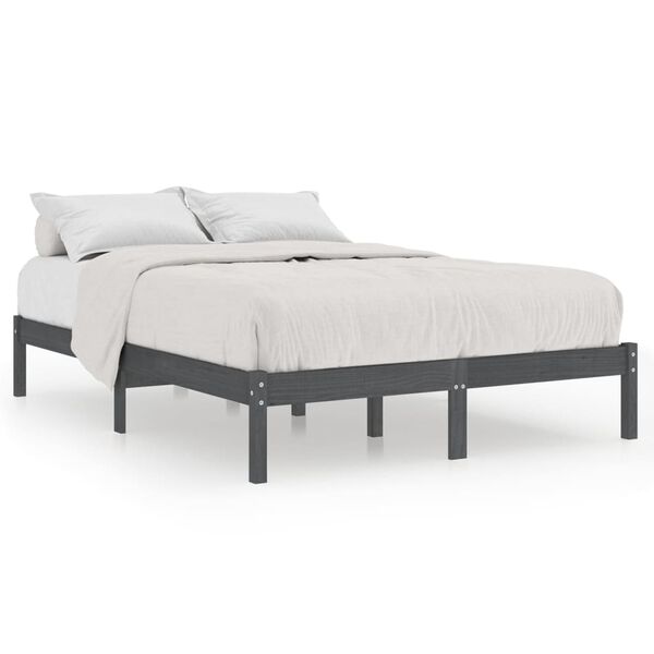 vidaXL Πλαίσιο Κρεβατιού Γκρι 180 x 200 εκ Ξύλο Πεύκου Super King