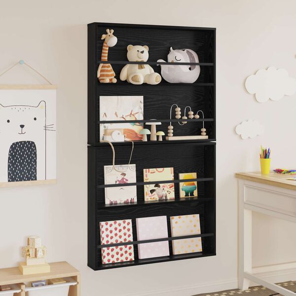 vidaXL &Rho;ά&phi;&iota; &Pi;&epsilon;&rho;&iota;&omicron;&delta;&iota;&kappa;ώ&nu; &mu;&epsilon; &rho;ά&phi;&iota; 2 pcs &Mu;&alpha;ύ&rho;&eta; &Omicron;&xi;&upsilon;ά 80 x 12 x 70 &epsilon;&kappa;