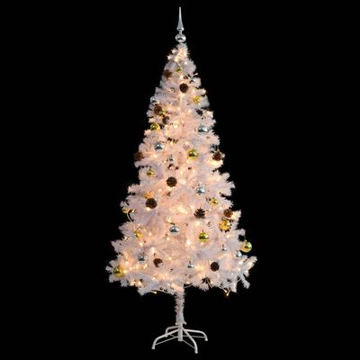 vidaXL Χριστουγεν. Δέντρο Προφωτισμένο Τεχνητό Μπάλες Λευκό 180εκ