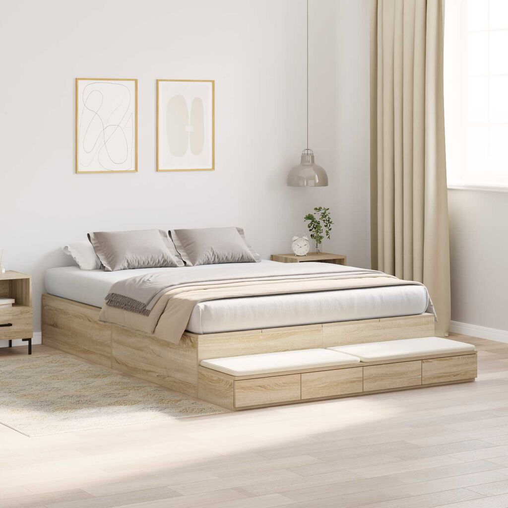 vidaXL Κρεβάτι Αποθήκευσης σε Χρώμα Σοένα 135x190 εκ.