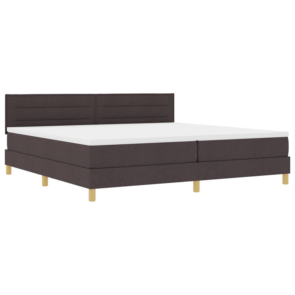 vidaXL Κρεβάτι Box Spring με Στρώμα Σκούρο Καφέ 200x200 εκ. Ύφασμα