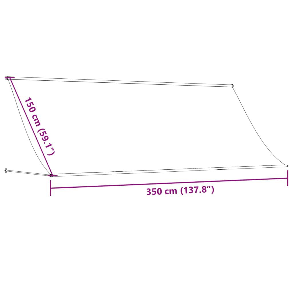 vidaXL Τέντα Συρόμενη Κρεμ 350 x 150 εκ. από Ύφασμα και Ατσάλι