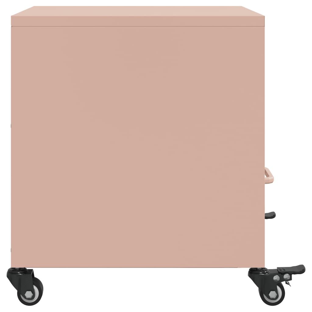 vidaXL Κομοδίνο Ροζ 36x39x43,5 εκ. από Χάλυβα