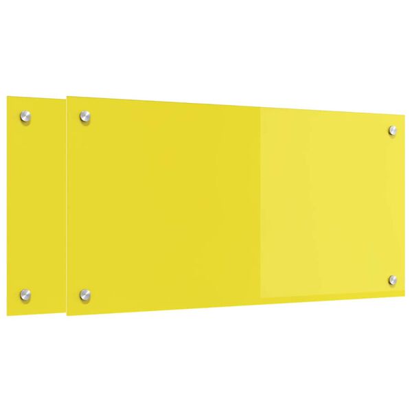 vidaXL Πίσω Πάνελ Κουζίνας 2 pcs Κίτρινο 80 x 40 cm σκληρυμένο γυαλί