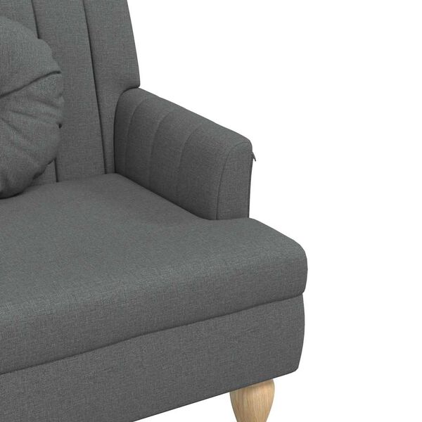 vidaXL Παγκάκι Σκούρο Γκρι 113x64,5x75,5 εκ. Υφασμάτινο με Μαξιλάρια