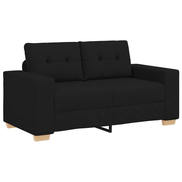 vidaXL Σετ Καναπέ με μαξιλάρι με μαξιλάρι 3 pcs Μαύρο ύφασμα