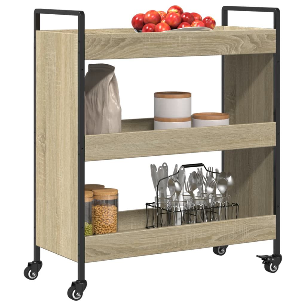 vidaXL Τρόλεϊ Κουζίνας Sonoma Δρυς 70x30x82 εκ. από Επεξεργασμένο Ξύλο