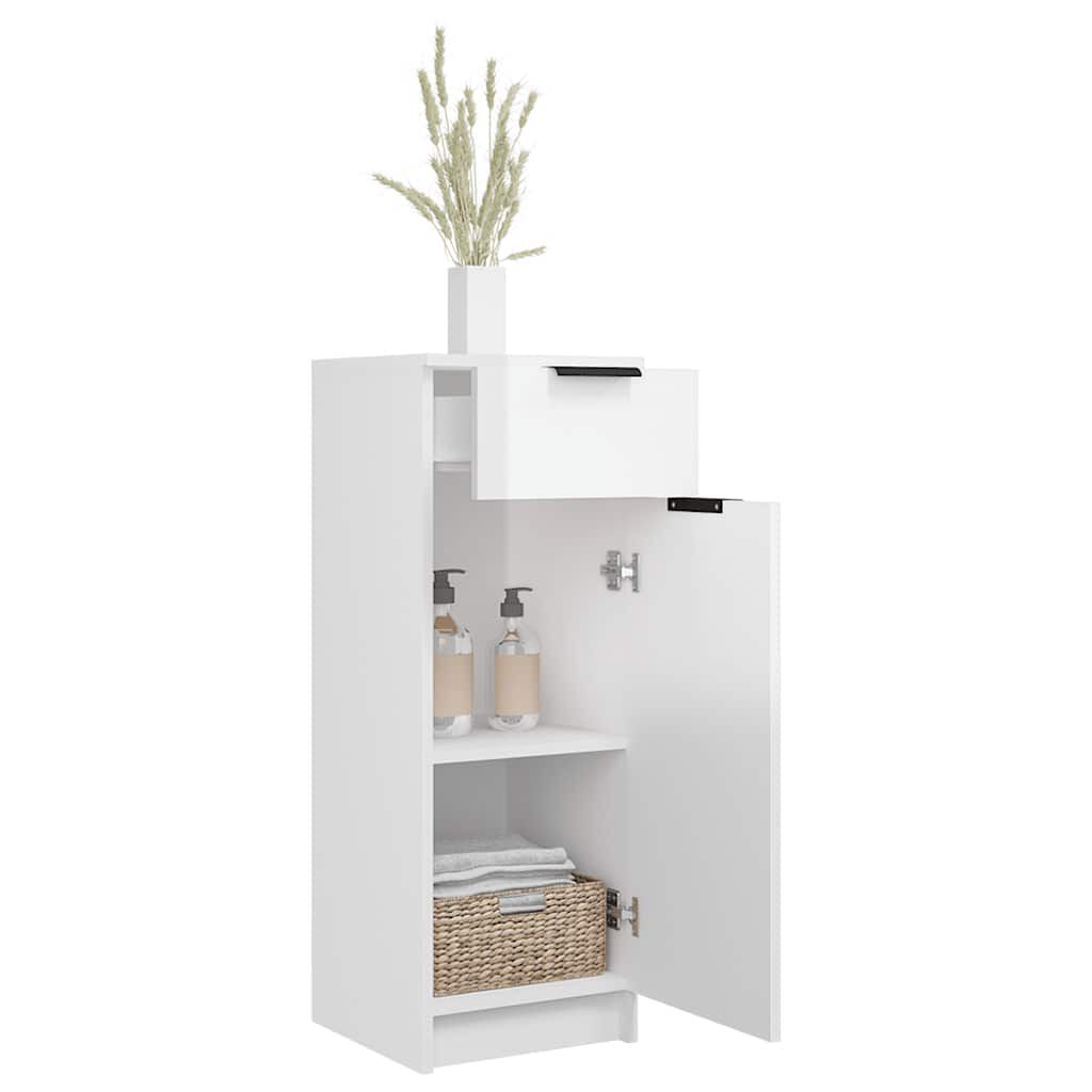 vidaXL Ντουλάπι Μπάνιου Γυαλιστερό Λευκό 32x34x90 εκ. Επεξεργ. Ξύλο