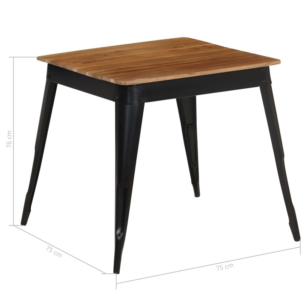 vidaXL Τραπεζαρία 75x75x76 εκ. από Μασίφ Ξύλο Ακακίας και Ατσάλι