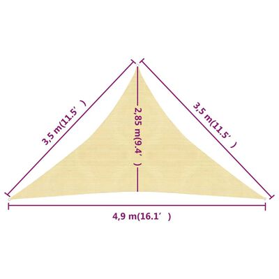 vidaXL Πανί Σκίασης Μπεζ 3,5 x 3,5 x 4,9 μ. από HDPE 160 γρ./μ²