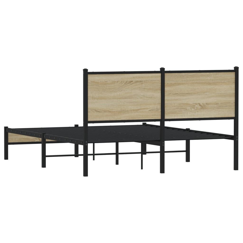 vidaXL Σκελετός Κρεβ. Χωρίς Στρώμα Sonoma Δρυς 140x200 εκ. Μεταλλικό