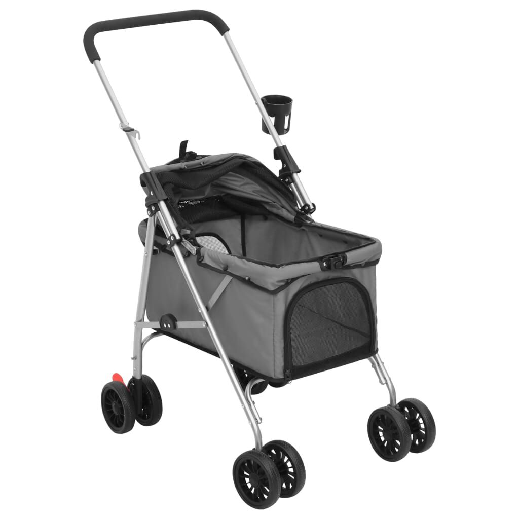 vidaXL Καρότσι Σκύλου Πτυσσόμενο Γκρι 76 x 50 x 100 εκ. Ύφασμα Oxford