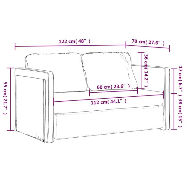 vidaXL Καναπές-Κρεβάτι Δαπέδου 2 σε 1 Μαύρος 122x204x55 εκ. Βελούδινος