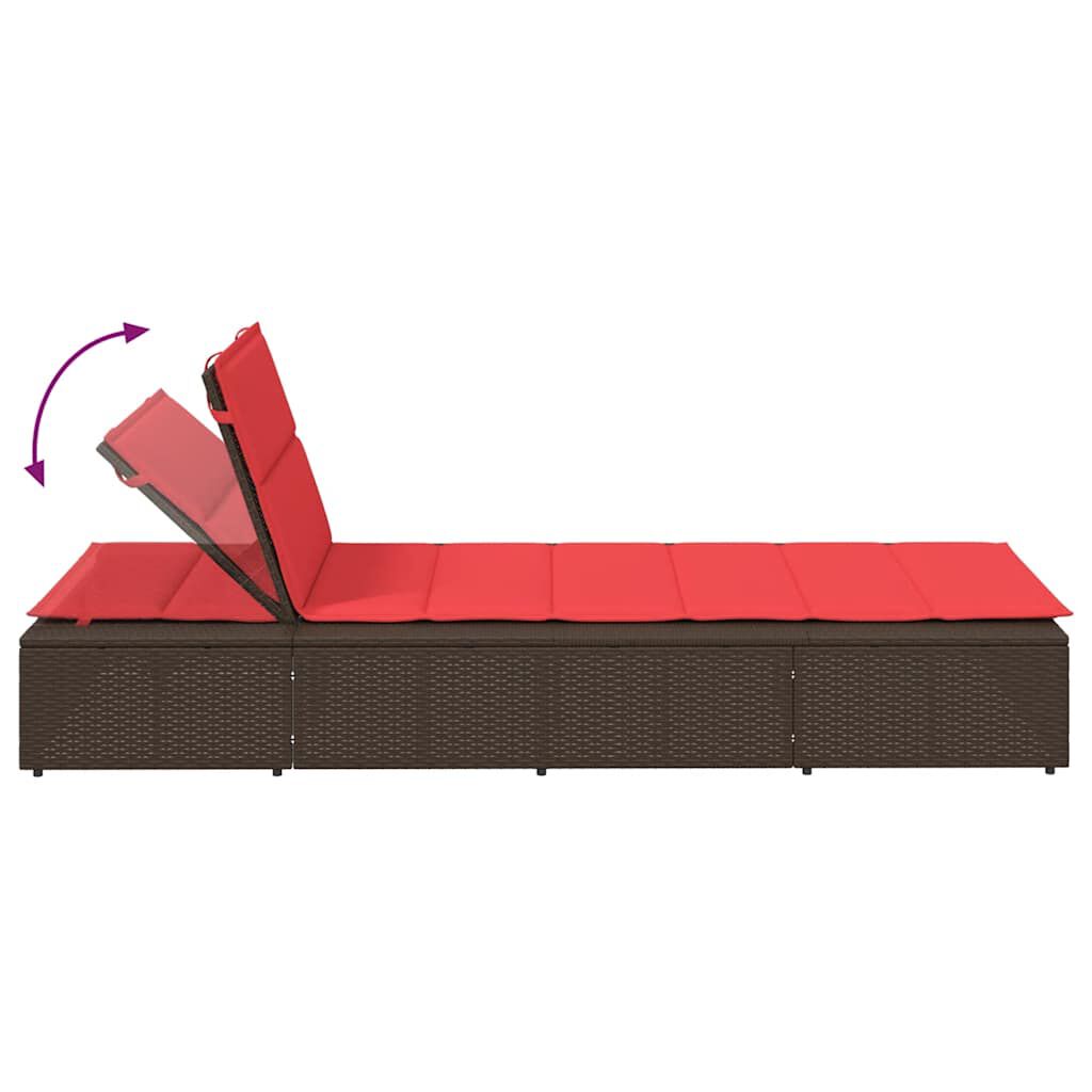 vidaXL Ξαπλώστρα με πλωτό μαξιλάρι Brown Poly Rattan