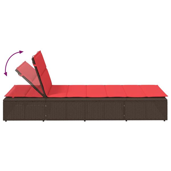 vidaXL Ξαπλώστρα με πλωτό μαξιλάρι Brown Poly Rattan