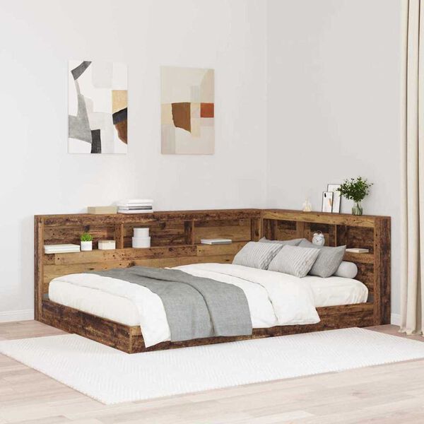 vidaXL Κεφαλάρι Αποθήκης με ράφι Παλαιό ξύλο 135 cm Επεξεργασμένο ξύλο