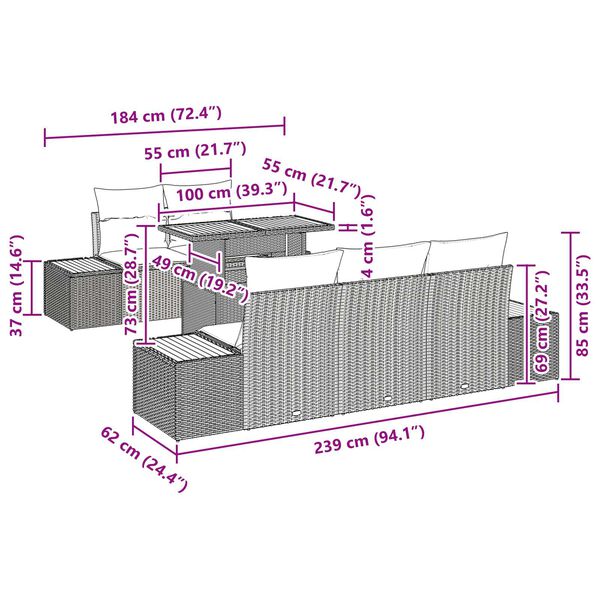 vidaXL Σέτ φαγητού για κήπο 6 pcs Μπεζ και Κρέμα 100 x 55 x 73 εκ