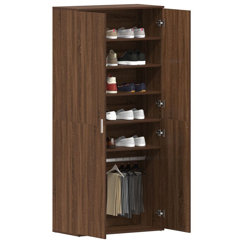 vidaXL Ντουλάπι Παπουτσιών Καφέ Δρυός 80x39x180 cm Φτιαγμένο Ξύλο
