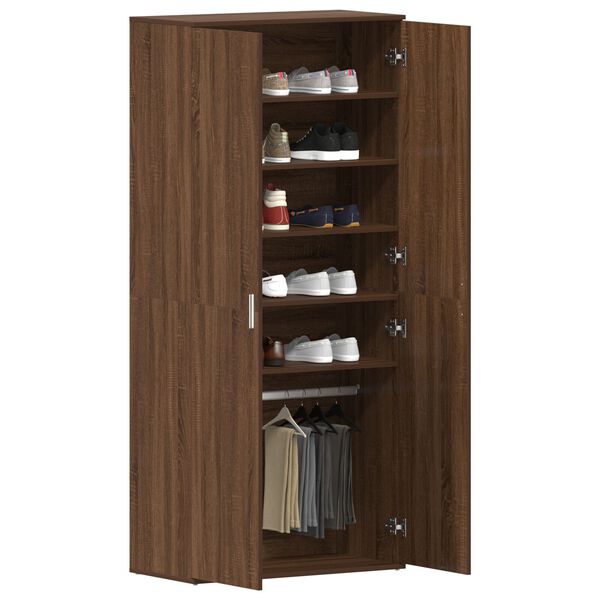 vidaXL Ντουλάπι Παπουτσιών Καφέ Δρυός 80x39x180 cm Φτιαγμένο Ξύλο