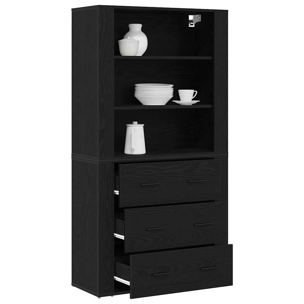 vidaXL Υψηλός Βαθμός Μαύρη δρυς 80 x 33 x 150 εκ Επεξεργασμένο ξύλο