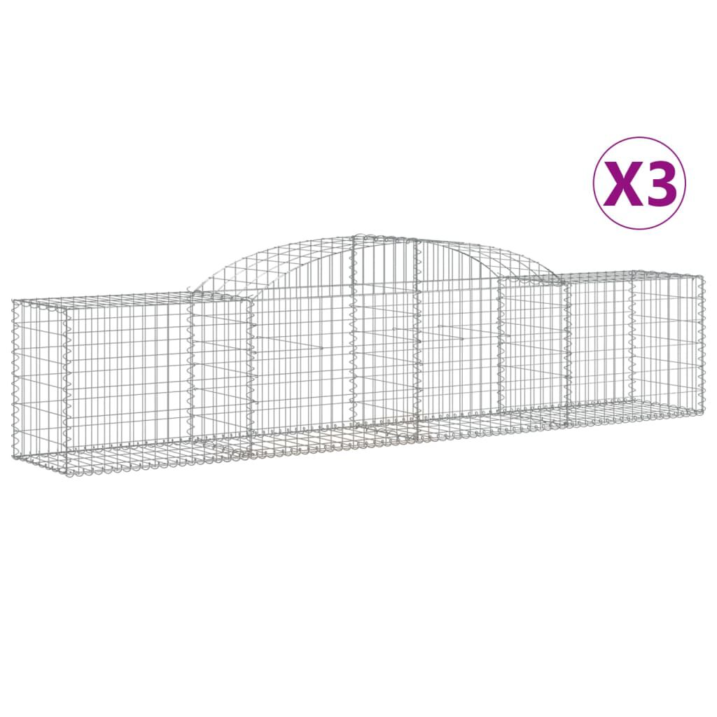 vidaXL Συρματοκιβώτια Τοξωτά 3 τεμ. 300x50x60/80 εκ. Γαλβαν. Ατσάλι