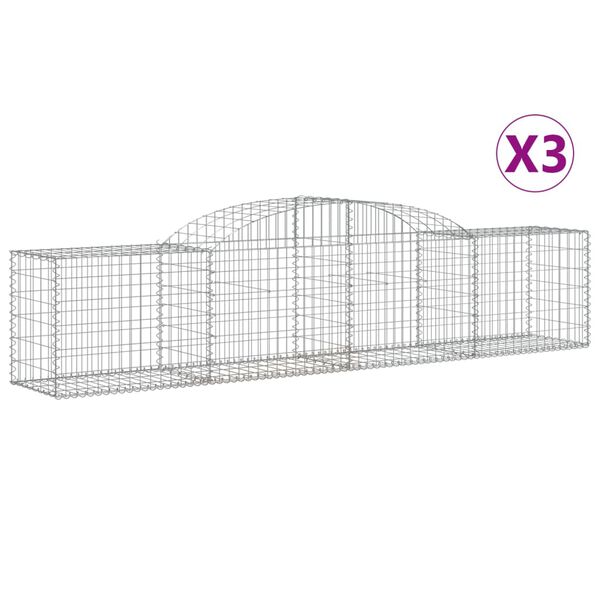 vidaXL Συρματοκιβώτια Τοξωτά 3 τεμ. 300x50x60/80 εκ. Γαλβαν. Ατσάλι