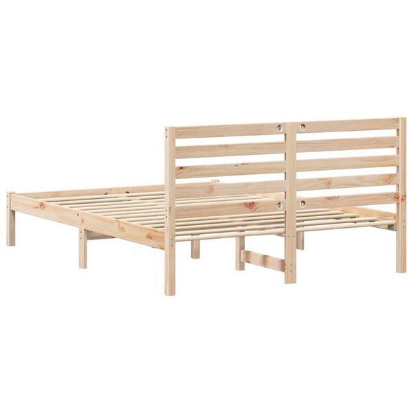 vidaXL Σκελετός Κρεβατιού Καφέ 135 x 190 cm Μασίφ ξύλο πεύκου