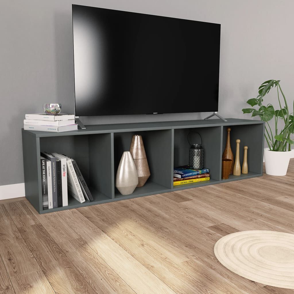 vidaXL Βιβλιοθήκη/Έπιπλο Τηλεόρασης Γκρι 36x30x143 εκ. Μοριοσανίδα