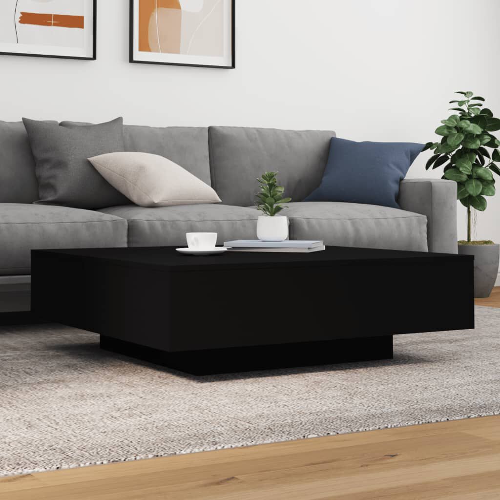 vidaXL Τραπεζάκι Σαλονιού με Φώτα LED Μαύρο 100x100x31 εκ.