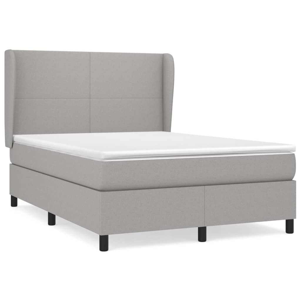 vidaXL Κρεβάτι Boxspring με Στρώμα Ανοιχτό Γκρι 140x200 εκ. Υφασμάτινο