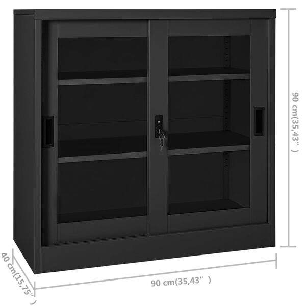 vidaXL Ντουλάπι με Συρόμενη Πόρτα Ανθρακί 90 x 40 x 90 εκ. Ατσάλινο
