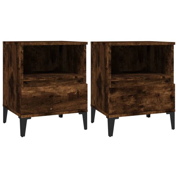 vidaXL Κομοδίνα 2 τεμ. Καπνιστή Δρυς 40 x 35 x 50 εκ.