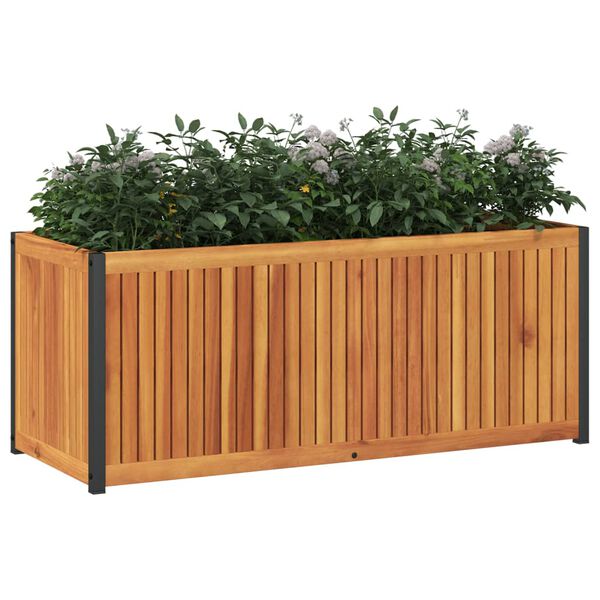 vidaXL Ζαρντινιέρα Κήπου 110x45x44 εκ. Μασίφ Ξύλο Ακακίας/Ατσάλι