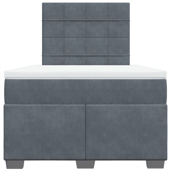 vidaXL Κρεβάτι Boxspring με Στρώμα Σκούρο Γκρι 120x190 εκ. Βελούδινο