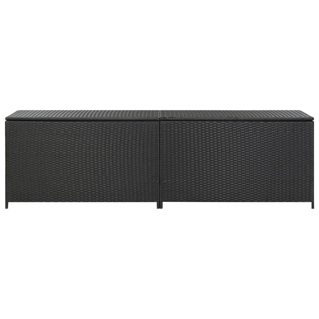 vidaXL Κουτί Αποθήκευσης Κήπου Μαύρο 200x50x60 εκ. από Συνθετικό Ρατάν