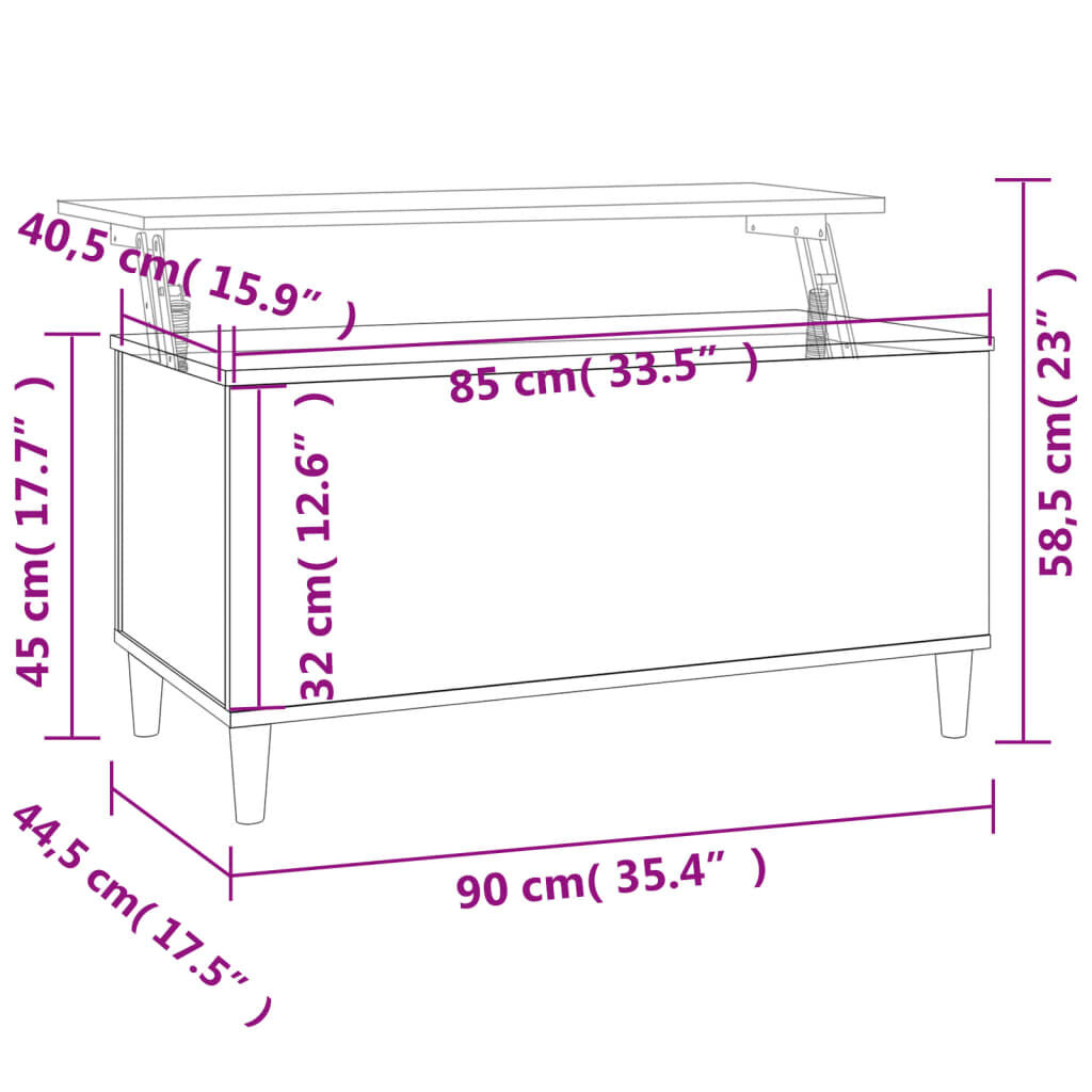 vidaXL Τραπεζάκι Σαλονιού Καφέ Δρυς 90x44,5x45 εκ. Επεξεργασμένο Ξύλο