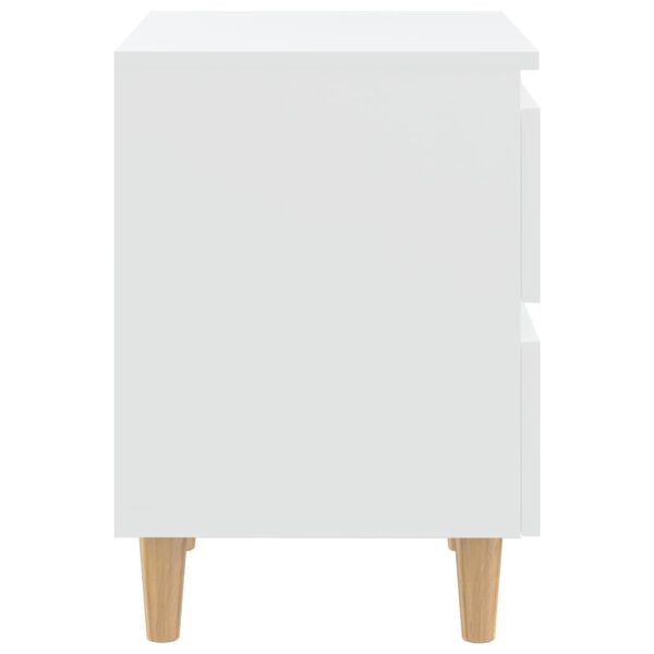 vidaXL Κομοδίνα 2 τεμ. Λευκά 40x35x50εκ. Πόδια από Μασίφ Ξύλο Πεύκου