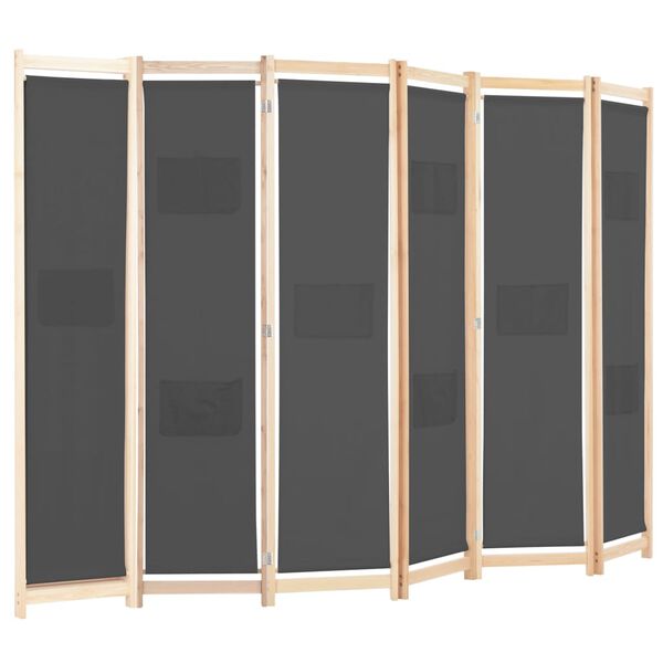 vidaXL Διαχωριστικό Δωματίου με 6 Πάνελ Γκρι 240x170x4 εκ. Υφασμάτινο