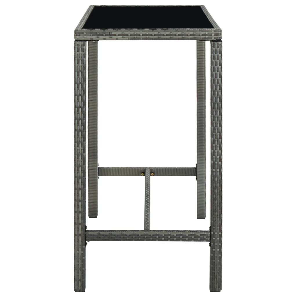 vidaXL Τραπέζι Μπαρ Κήπου Γκρι 130x60x110 εκ. Συνθετικό Ρατάν/Γυαλί